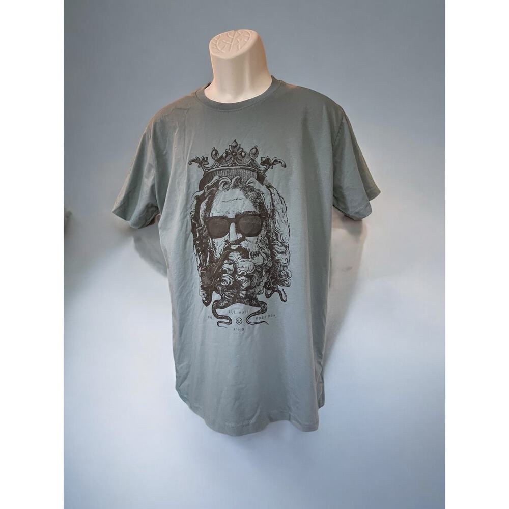 Rare Poseidon All Hail The King Men T-Shirt Inspira Greek Cotton Raf Blue Size L